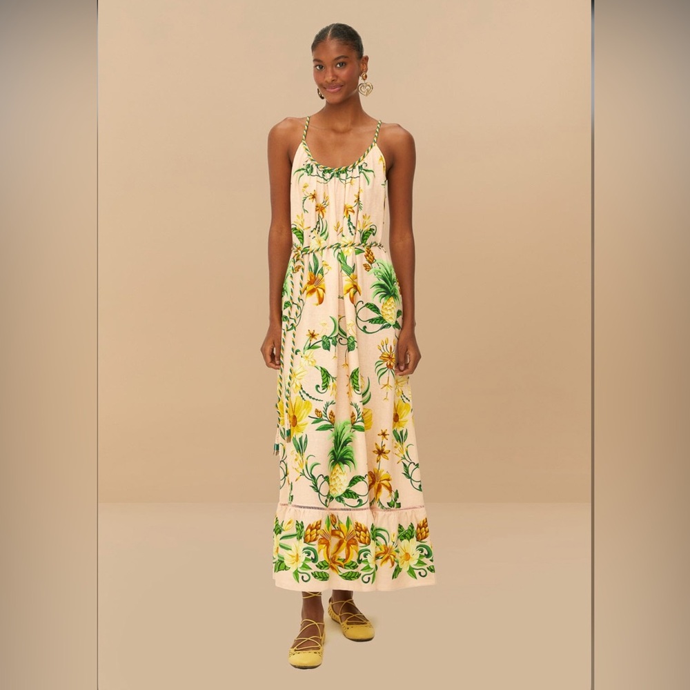 FARM Rio Tropical Print Maxi Dress - Cream and Green